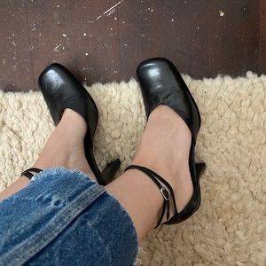 VINTAGE Square Toe Black Heels 8.5 90's 00's